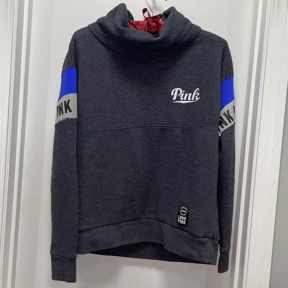 Victoria's Secret PINK Sweatshirt Funnel Neck Pullover Long Sleeve Sleeve Logo